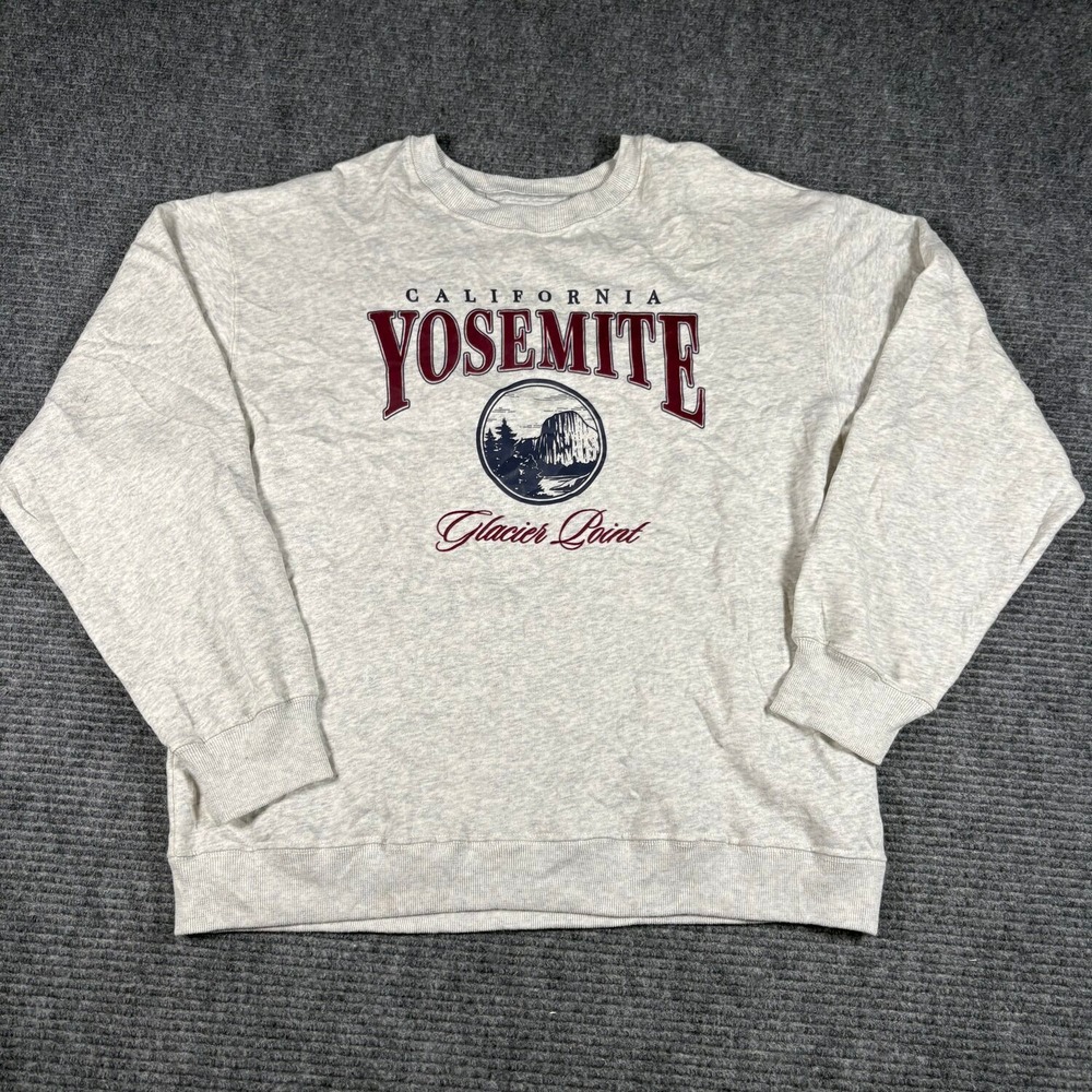 Hollister Yosemite Sweatshirt Unisex Small Gray Excellent Glacier Point Graphic